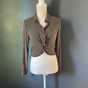 Striped Black and White Crop Top